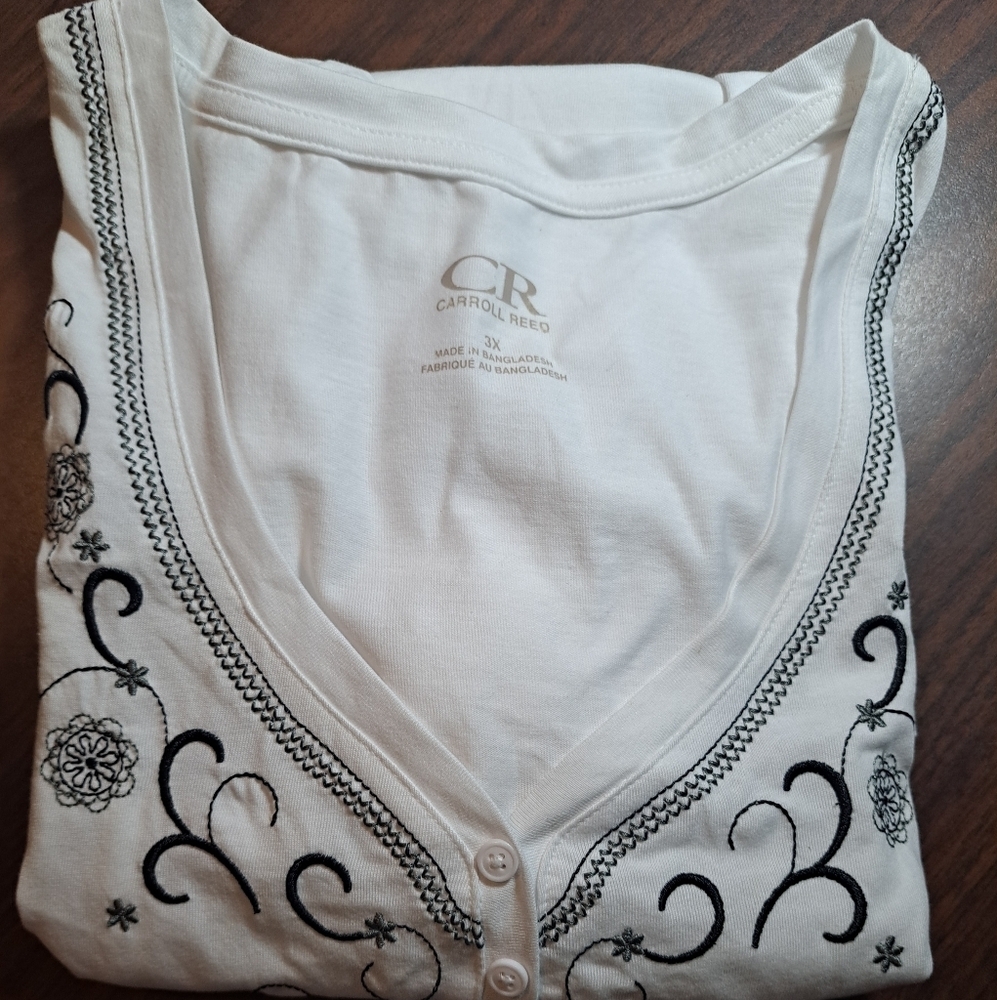 CARROLL REED Blouse White V Neck Pull Over Plus Size Top Summer Wear Size 3X - Picture 4 of 10